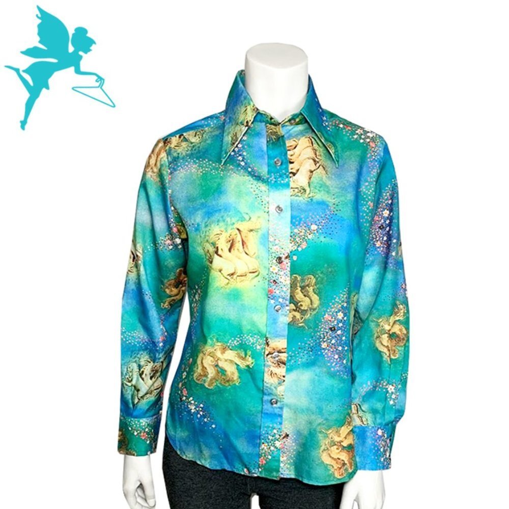 VINTAGE 1970s SAN FRANCISCO SHIRT WORKS Magic Horses Button Down
